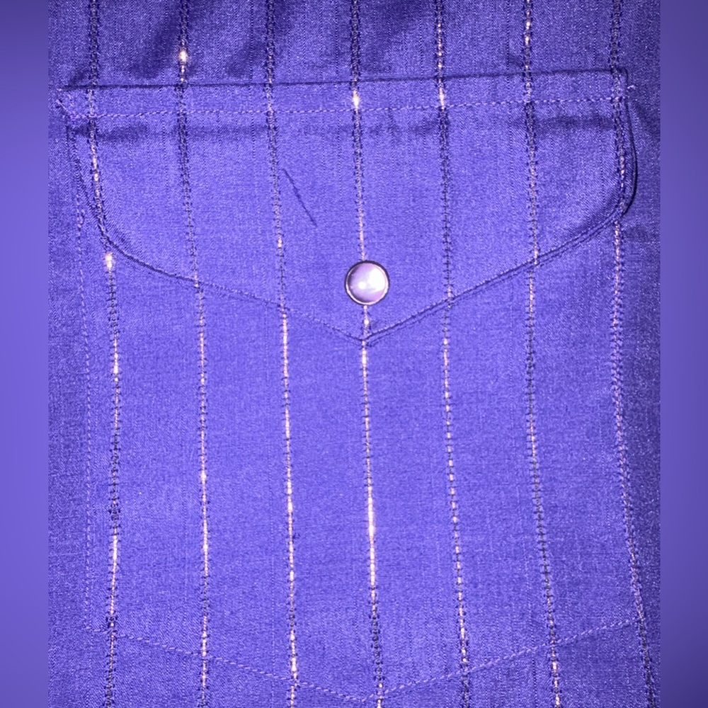Vintage Panhandle Slim Western Shirt Purple Stripe Pearl Snap Size 15 - Picture 3 of 5